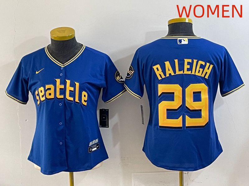 Women 2025 Seattle Mariners 29 Raleigh Blue City Edition Nike MLB Jersey style 1